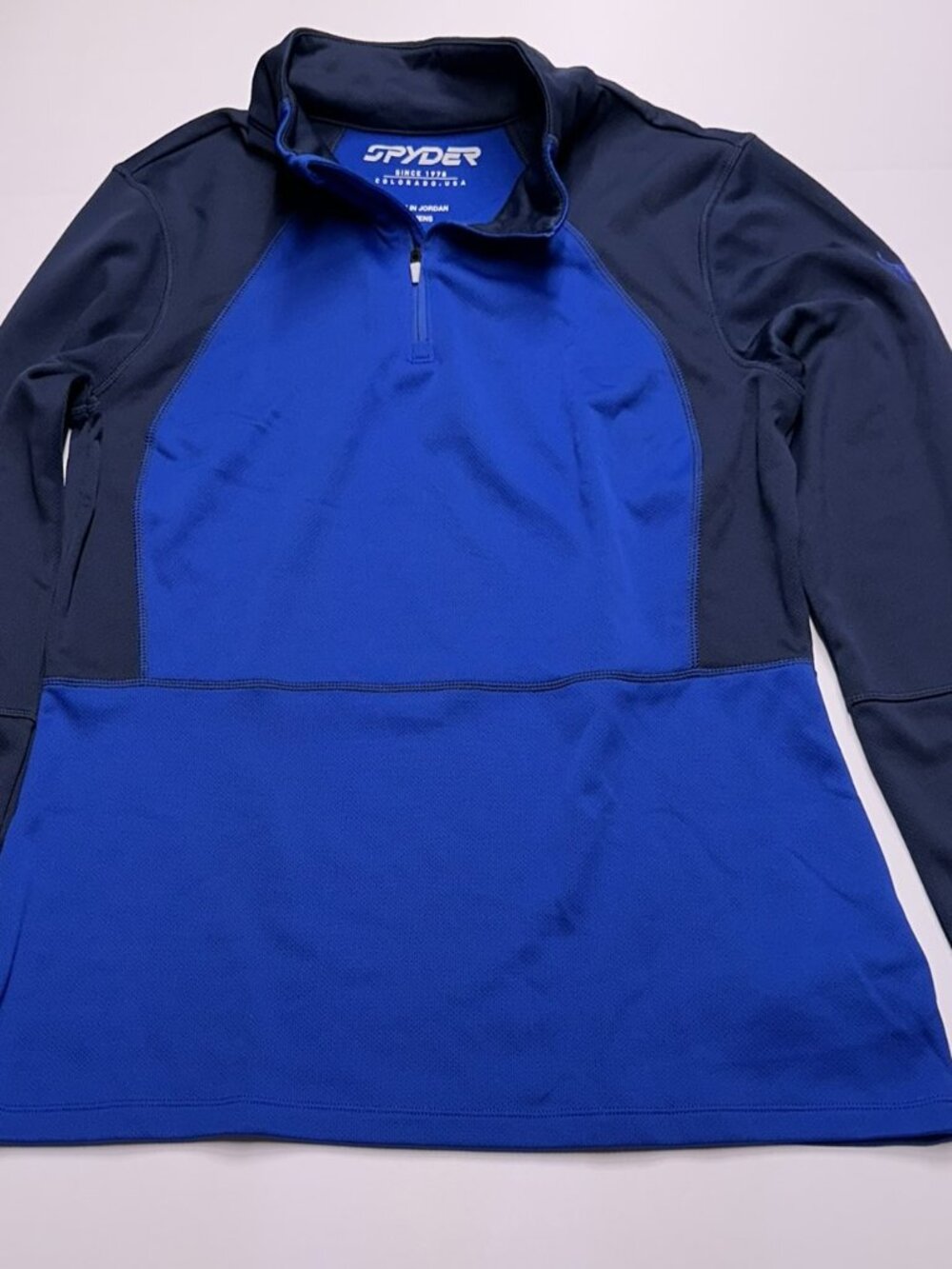 Womens Spyder 1/4 Zip Performance Top XL Blue Navy Blue Logo Pullover EUC